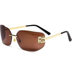 NO BRAND “Miu Miu” Brown and Gold Sunglasses